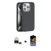 iPhone 14 Pro Max Kılıf Zirve Modern Prime - Siyah Buffer Hayalet Cam Ekran Koruyucu + Bilvis Titan Kamera Lens - GS