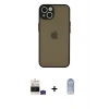 iPhone 15 Kılıf Ahenk Çizgi Serisi - Siyah Joko Magic 5D Cam + Bilvis Titan Kamera Lens - YL