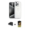 iPhone 15 Pro Kılıf Eksen Doku Koleksiyonu - Siyah Buffer Cam Ekran Koruyucu + Raze Metal Kamera Lens - LT