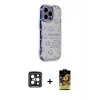 iPhone 15 Pro Max Kılıf Ahenk Modern Serisi - Siyah Buffer Cam Ekran Koruyucu + PVD Metal Kamera Lens - SH