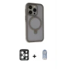 iPhone 15 Pro Max Kılıf Ahenk Yansıma Özel Seri - Siyah Joko Magic 5D Cam + PVD Metal Kamera Lens - LT