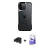 iPhone 15 Pro Max Kılıf Akış Çizgi Koleksiyonu - Siyah Bilvis 5in1 5D Magic Hayalet Cam Ekran Koruyucu + Raze Metal Kamera Lens - TMGI