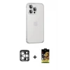 iPhone 15 Pro Max Kılıf Eksen Form Serisi - Siyah Buffer Cam Ekran Koruyucu + PVD Metal Kamera Lens - GS