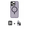 iPhone 15 Pro Max Kılıf Eksen Işık Prime - Siyah Vanessa Magic Hayalet Cam + PVD Metal Kamera Lens - GI
