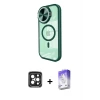 iPhone 15 Pro Max Kılıf Kıvılcım Modern Koleksiyonu - Siyah Bilvis 5in1 3D Magic Cam Ekran Koruyucu + PVD Metal Kamera Lens - SH