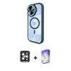 iPhone 15 Pro Max Kılıf Kıvılcım Modern Koleksiyonu - Siyah Bilvis 5in1 3D Magic Cam Ekran Koruyucu + PVD Metal Kamera Lens - SH