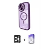 iPhone 15 Pro Max Kılıf Kıvılcım Modern Koleksiyonu - Siyah Bilvis 5in1 3D Magic Cam Ekran Koruyucu + PVD Metal Kamera Lens - SH