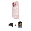 iPhone 15 Pro Max Kılıf Kıvılcım Modern Koleksiyonu - Siyah Buffer Hayalet Cam Ekran Koruyucu + Raze Metal Kamera Lens - SH