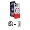 iPhone 15 Pro Max Kılıf Kozmos Form Özel Seri - Siyah Polymer Nano Ekran Koruyucu + PVD Metal Kamera Lens - LT