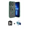 iPhone 15 Pro Max Kılıf Nova Işık Özel Seri - Siyah 3D Antistatik Seramik Nano Ekran Koruyucu + PVD Metal Kamera Lens - TU