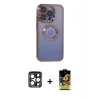 iPhone 15 Pro Max Kılıf Pusula Form - Siyah Buffer Cam Ekran Koruyucu + PVD Metal Kamera Lens - LT