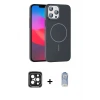 iPhone 15 Pro Max Kılıf Siluet Doku Özel Seri - Siyah Joko Magic 5D Cam + PVD Metal Kamera Lens - SH