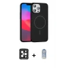 iPhone 15 Pro Max Kılıf Siluet Doku Özel Seri - Siyah Joko Magic 5D Cam + PVD Metal Kamera Lens - SH