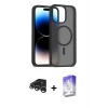 iPhone 15 Pro Max Kılıf Siluet Minimal Prime - Siyah Bilvis 5in1 3D Magic Cam Ekran Koruyucu + Raze Metal Kamera Lens - GS
