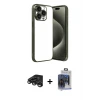 iPhone 15 Pro Max Kılıf Vadi Minimal - Siyah Vanessa Magic Cam + Raze Metal Kamera Lens - TMGI