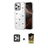 iPhone 15 Pro Max Kılıf Yörünge Form - Siyah Buffer Cam Ekran Koruyucu + PVD Metal Kamera Lens - GI