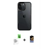 iPhone 16 Pro Kılıf Akış Çizgi Koleksiyonu - Siyah Buffer Hayalet Cam Ekran Koruyucu + Raze Metal Kamera Lens - BZ