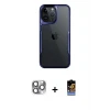 iPhone 16 Pro Max Kılıf Akış Çizgi Koleksiyonu - Siyah Buffer Hayalet Cam Ekran Koruyucu + Pers Alüminyum Kamera Lens - GI
