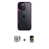 iPhone 16 Pro Max Kılıf Akış Çizgi Koleksiyonu - Siyah Buffer Hayalet Cam Ekran Koruyucu + Pers Alüminyum Kamera Lens - GI