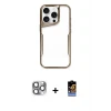 iPhone 16 Pro Max Kılıf Akış Çizgi Koleksiyonu - Siyah Buffer Hayalet Cam Ekran Koruyucu + Pers Alüminyum Kamera Lens - GI
