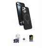 iPhone 16 Pro Max Kılıf İz Işık Koleksiyonu - Siyah Buffer Hayalet Cam Ekran Koruyucu + Bilvis Titan Kamera Lens - GS