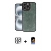 iPhone 16 Pro Max Kılıf Kıvılcım Işık Serisi - Siyah Buffer Hayalet Cam Ekran Koruyucu + Pers Alüminyum Kamera Lens - GI