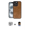 iPhone 16 Pro Max Kılıf Kıvılcım Işık Serisi - Siyah Buffer Hayalet Cam Ekran Koruyucu + Pers Alüminyum Kamera Lens - GI
