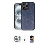 iPhone 16 Pro Max Kılıf Kıvılcım Işık Serisi - Siyah Buffer Hayalet Cam Ekran Koruyucu + Pers Alüminyum Kamera Lens - GI