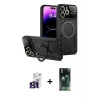 iPhone 16 Pro Max Kılıf Kıvılcım Modern Serisi - Siyah 360 Mat Full Body Arka Koruyucu + Bilvis Titan Kamera Lens - TMGI