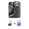 iPhone 16 Pro Max Kılıf Nova Asil Prime - Siyah Bilvis 5in1 5D Magic Hayalet Cam Ekran Koruyucu + Bilvis Titan Kamera Lens - GS