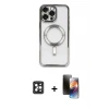 iPhone 16 Pro Max Kılıf Nova Işık Özel Seri - Siyah 3D Antistatik Mat Seramik Nano Ekran Koruyucu + PVD Metal Kamera Lens - SH