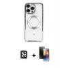 iPhone 16 Pro Max Kılıf Nova Işık Özel Seri - Siyah 3D Antistatik Mat Seramik Nano Ekran Koruyucu + PVD Metal Kamera Lens - SH