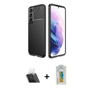 ieg™ Galaxy S22 Plus Kılıf Eksen Form Prime - Şeffaf Polymer Nano Ekran Koruyucu + Kamera Lens Koruma Cam - SF