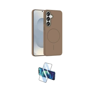 ieg™ Galaxy S23 FE Kılıf Siluet Doku Özel Seri - Siyah 3D Antistatik Cam Ekran Koruyucu