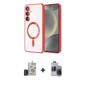 ieg™ Galaxy S24 Kılıf Nova Işık Özel Seri - Siyah Vanessa Magic Hayalet Cam + Bilvis Titan Kamera Lens - DNMR