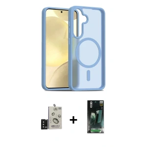 ieg™ Galaxy S24 Kılıf Siluet Minimal Prime - Şeffaf 360 Full Body Arka Koruyucu + Bilvis Titan Kamera Lens - SH