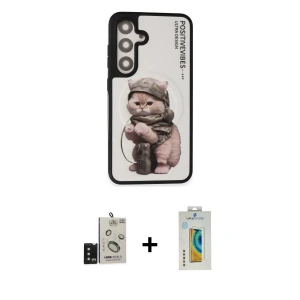 ieg™ Galaxy S24 Kılıf Siluet Modern Özel Seri - Siyah Polymer Nano Ekran Koruyucu + Bilvis Titan Kamera Lens - SH