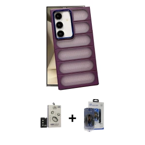 ieg™ Galaxy S24 Kılıf Yadigar Doku Özel Seri - Siyah Vanessa Magic Cam + Bilvis Titan Kamera Lens - SH