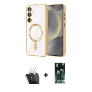 ieg™ Galaxy S24 Plus Kılıf Nova Işık Özel Seri - Siyah 360 Mat Full Body Arka Koruyucu + Kamera Lens Koruma Cam - SF