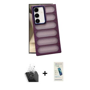 ieg™ Galaxy S24 Plus Kılıf Yadigar Doku Özel Seri - Şeffaf Pasifik Cam Ekran Koruyucu + Kamera Lens Koruma Cam - SF