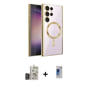 ieg™ Galaxy S24 Ultra Kılıf Nova Işık Özel Seri - Siyah Durable Full Glue Curved Hayalet Cam + Bilvis Titan Kamera Lens - DNMR