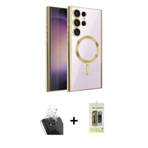 ieg™ Galaxy S24 Ultra Kılıf Nova Işık Özel Seri - Siyah Joko Magic 5D Hayalet Cam + Kamera Lens Koruma Cam - SF