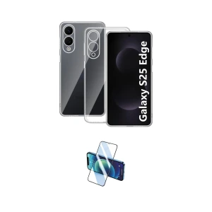 ieg™ Galaxy S25 Edge Kılıf Zirve Doku - Siyah 3D Antistatik Cam Ekran Koruyucu