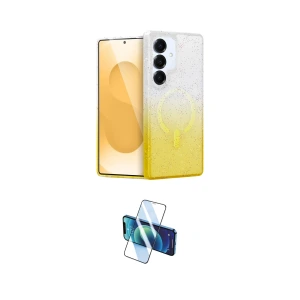 ieg™ Galaxy S25 Plus Kılıf Eksen Minimal Özel Seri - Siyah 3D Antistatik Cam Ekran Koruyucu