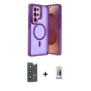 ieg™ Galaxy S25 Ultra Kılıf Akış Form - Siyah Joko Magic 5D Cam + Bilvis Titan Kamera Lens - LT