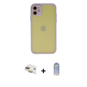 ieg™ iPhone 11 Kılıf Ahenk Çizgi Serisi - Siyah Joko Magic 5D Cam + Pers Alüminyum Kamera Lens - GD