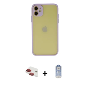 ieg™ iPhone 11 Kılıf Ahenk Çizgi Serisi - Siyah Joko Magic 5D Cam + Pers Alüminyum Kamera Lens - KI