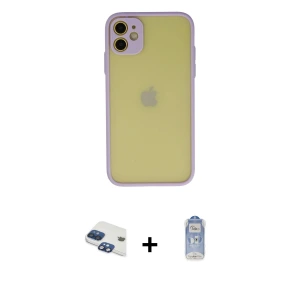 ieg™ iPhone 11 Kılıf Ahenk Çizgi Serisi - Siyah Joko Magic 5D Cam + Pers Alüminyum Kamera Lens - LT