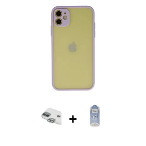 ieg™ iPhone 11 Kılıf Ahenk Çizgi Serisi - Siyah Joko Magic 5D Cam + Pers Alüminyum Kamera Lens - YL