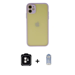 ieg™ iPhone 11 Kılıf Ahenk Çizgi Serisi - Siyah Joko Magic 5D Cam + PVD Metal Kamera Lens - TU